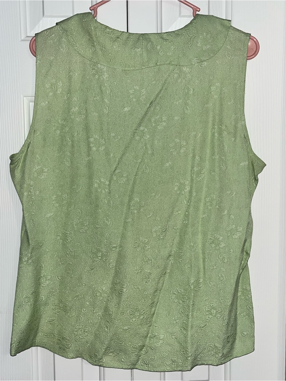 Sleeveless Ruffle Front Tank - Light Green - Picture 2 of 3